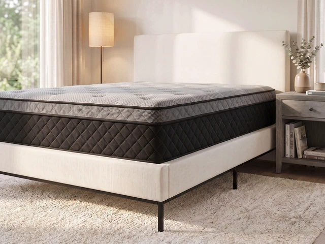 Alt view image 6 of 7 - Hybrid 12 Inch Medium Firm Twin Mattress with Pocketed Coil System, Black Gray, Foam and Spring, Mattresses