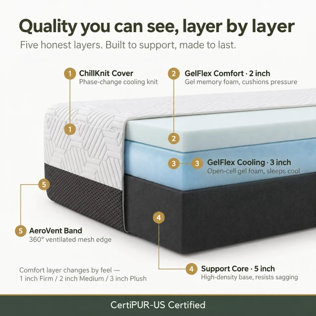 Alt view image 3 of 7 - 8 Inch Bunk 75 30 in Firm Gel Memory Foam Mattress with Temperature Regulating Cover, Grey White, Mattresses