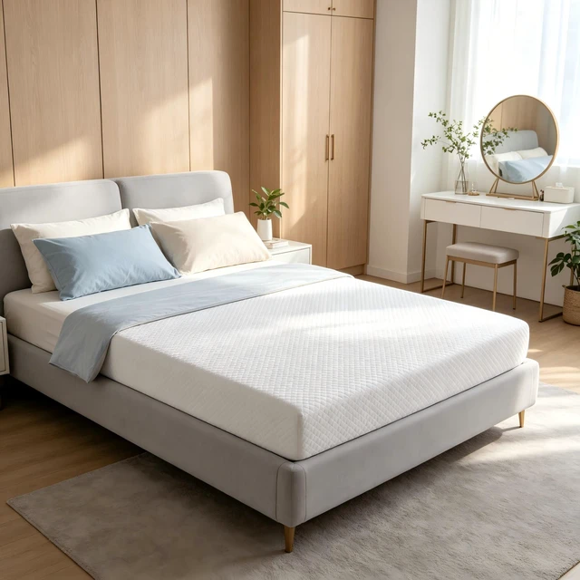 Alt view image 3 of 6 - Twin Size 5 Inch Medium Firm Memory Foam Mattress, White, Foam and Polyester, Mattresses