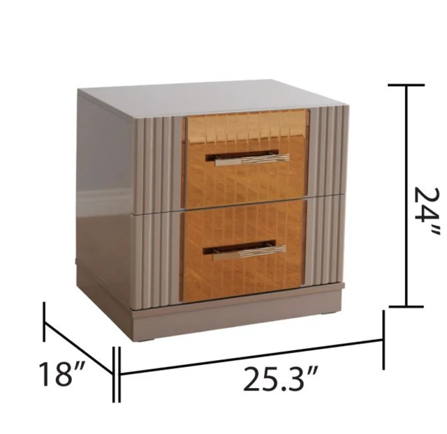Alt view image 4 of 5 - Lorenzo Detailed 2 Drawer Nightstand Made with in Same Warehouse Inventory, Gray, Wood