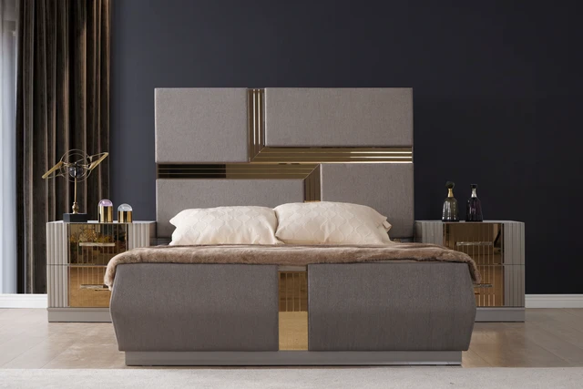 Alt view image 5 of 5 - Lorenzo Detailed 2 Drawer Nightstand Made with in Same Warehouse Inventory, Gray, Wood