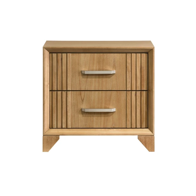Alt view image 3 of 6 - Nightstand with Full Extension Drawer, Rubber Wood Frame and Natural Finish for Bedside Storage