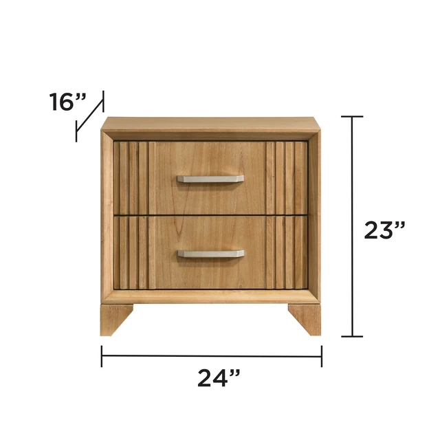 Alt view image 2 of 6 - Nightstand with Full Extension Drawer, Rubber Wood Frame and Natural Finish for Bedside Storage