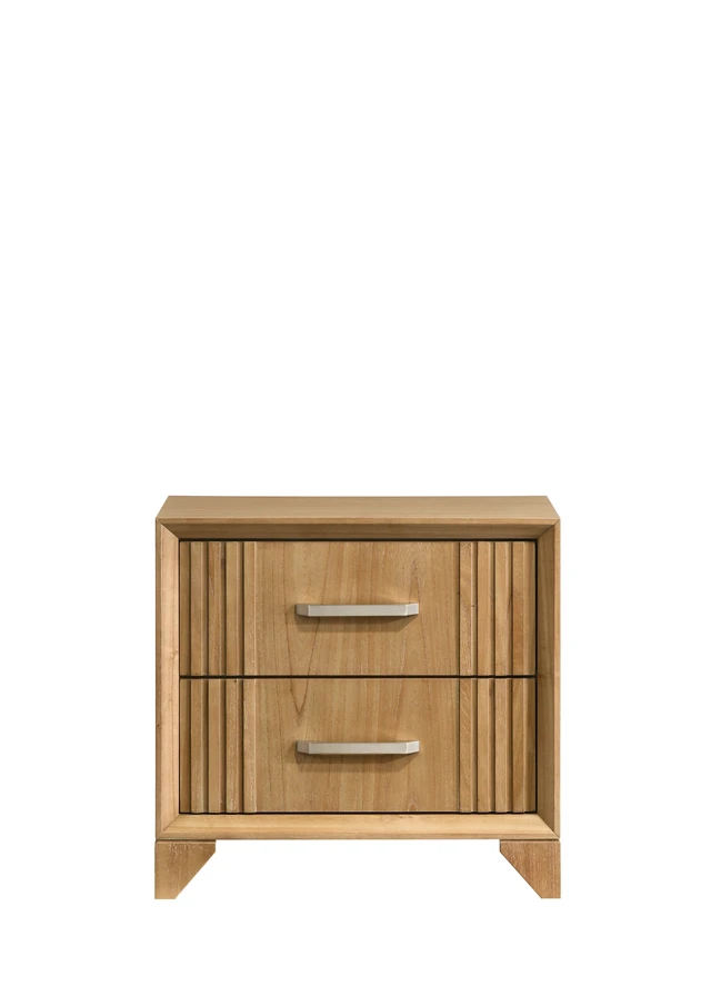 Alt view image 4 of 6 - Nightstand with Full Extension Drawer, Rubber Wood Frame and Natural Finish for Bedside Storage