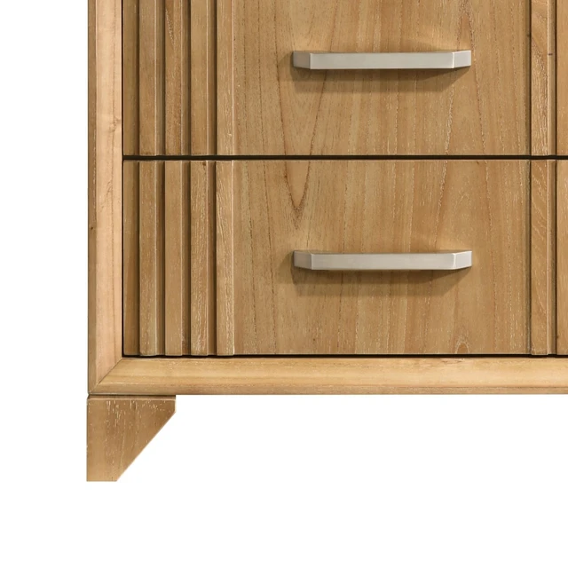 Alt view image 6 of 6 - Nightstand with Full Extension Drawer, Rubber Wood Frame and Natural Finish for Bedside Storage