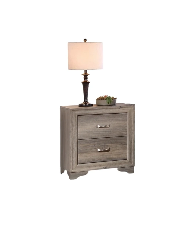 Alt view image 3 of 7 - 1 pc Nightstand Wooden Bedside Table 2 Drawers Furniture, Natural, Rubber Wood