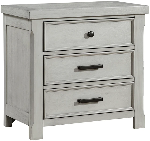 Main image of 1 pc Gray Finish Nightstand with Drawers Storage Wooden Furniture Bedside Cabinet, Light Gray, Wood