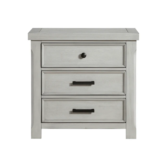Alt view image 3 of 5 - 1 pc Gray Finish Nightstand with Drawers Storage Wooden Furniture Bedside Cabinet, Light Gray, Wood