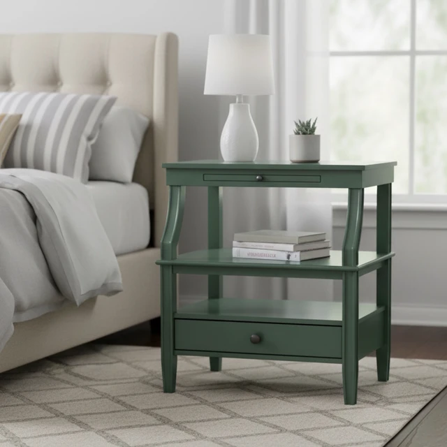 Main image of Newland Storage Nightstand, Antique Green, Wood