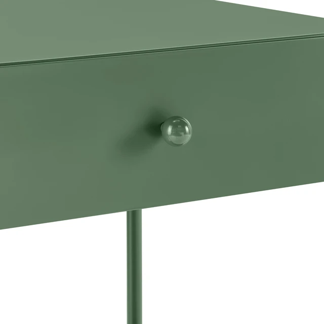 Alt view image 5 of 7 - Colette Green Metal 1 Drawer Nightstand with Bottom Shelf and Tapered Legs