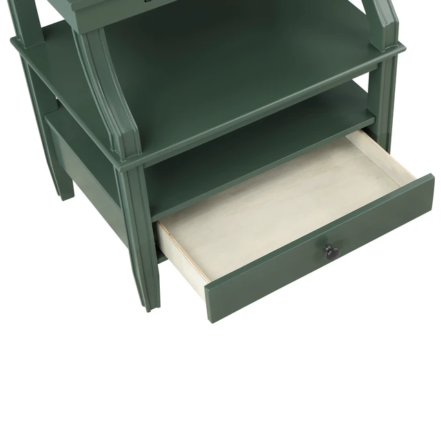Alt view image 6 of 7 - Newland Storage Nightstand, Antique Green, Wood