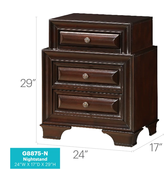 Alt view image 2 of 7 - Vita Nightstand, Cappuccino, Particle Board