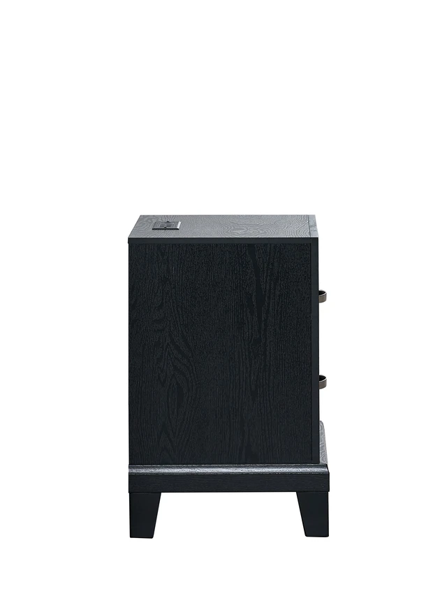 Alt view image 5 of 7 - Livingston 2 Drawer Nightstand with USB Outlets, Black, Wood