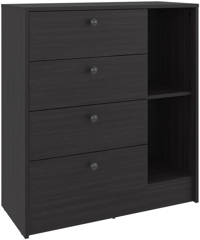 Alt view image 3 of 7 - 4 Drawer Nightstand with Storage, Bedside Table, Wenge, Particle Board