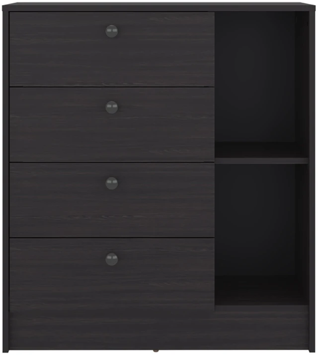 Alt view image 7 of 7 - 4 Drawer Nightstand with Storage, Bedside Table, Wenge, Particle Board
