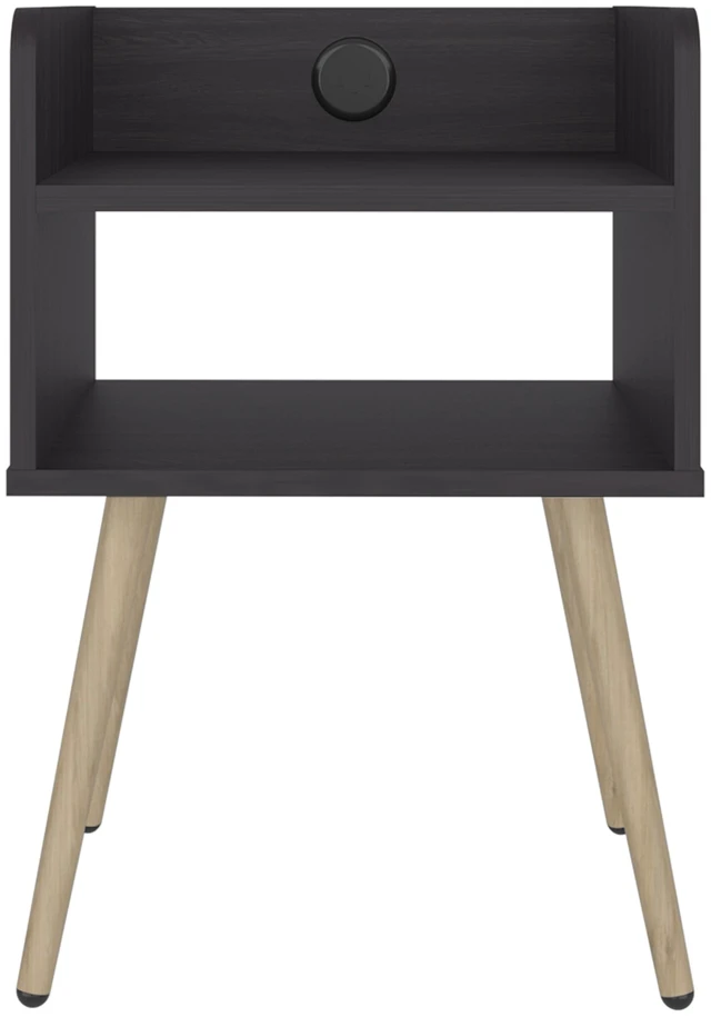 Alt view image 7 of 7 - Nightstand with USB Port, Open Shelf Storage and Bedside Table, Wenge, Particle Board