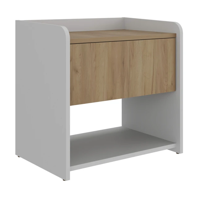 Alt view image 5 of 7 - Portland Nightstand with Drawer and Open Shelf, Storage Table, Natural, Particle Board