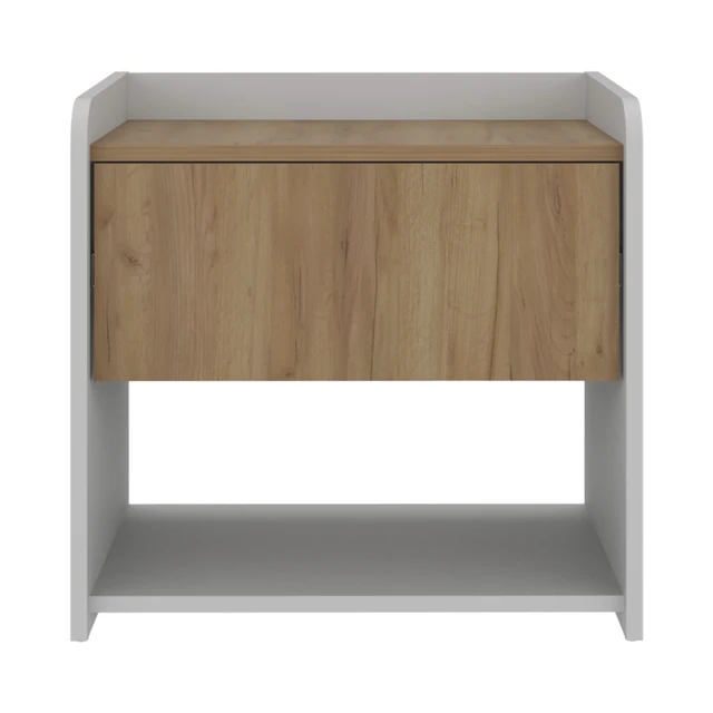 Alt view image 3 of 7 - Portland Nightstand with Drawer and Open Shelf, Storage Table, Natural, Particle Board
