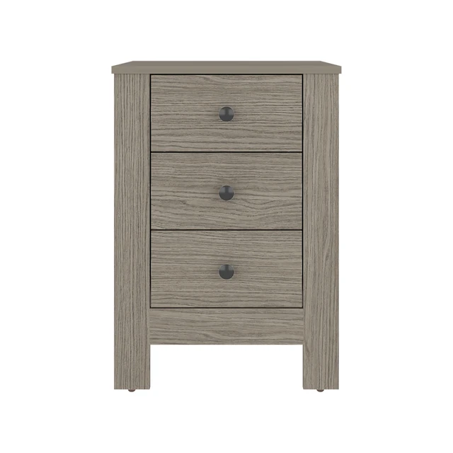 Alt view image 7 of 7 - Nightstand with Three Drawers, Storage Side Table Cabinet, Gray Wash, Particle Board