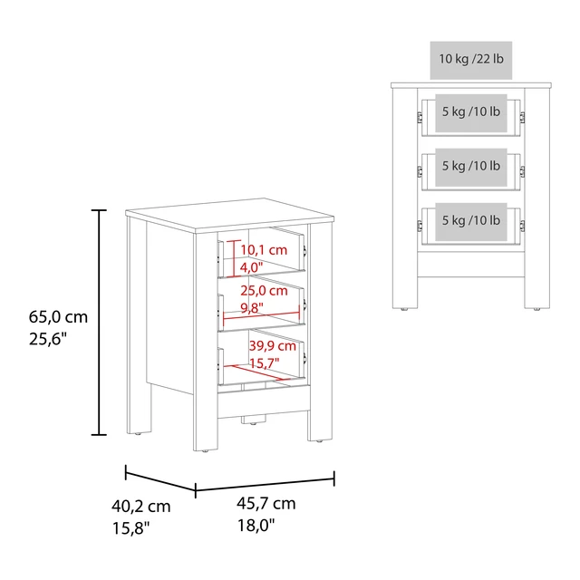 Alt view image 6 of 7 - Nightstand with Three Drawers, Storage Side Table Cabinet, Gray Wash, Particle Board