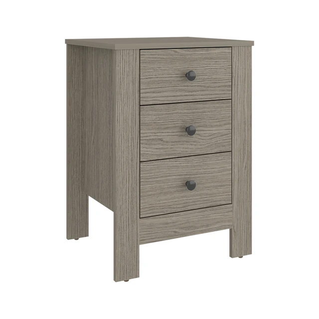 Alt view image 3 of 7 - Nightstand with Three Drawers, Storage Side Table Cabinet, Gray Wash, Particle Board