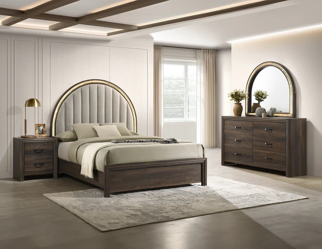 Alt view image 5 of 6 - 1 pc Nightstand Two Storage Drawers Brown Finish Accents Wooden Furniture, Wood