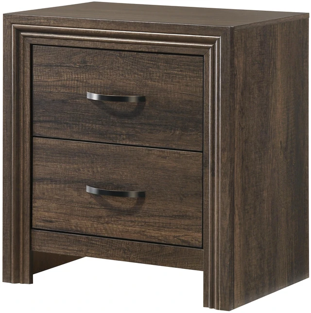 Main image of 1 pc Nightstand Two Storage Drawers Brown Finish Accents Wooden Furniture, Wood