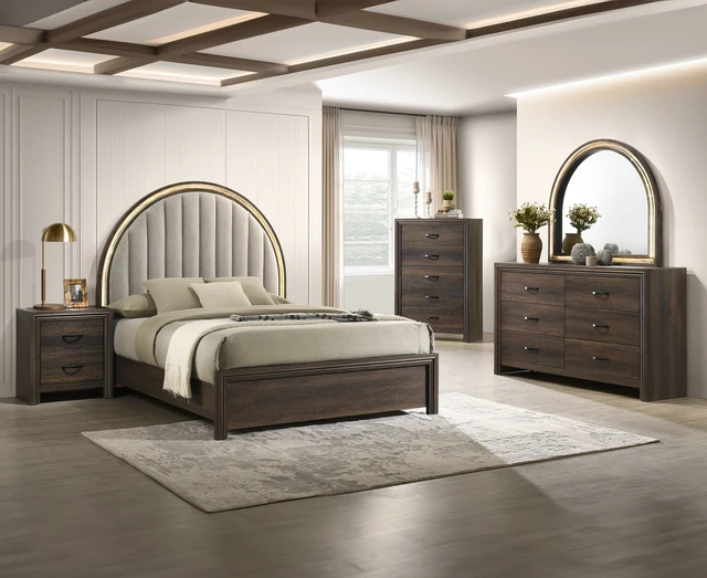Alt view image 6 of 6 - 1 pc Nightstand Two Storage Drawers Brown Finish Accents Wooden Furniture, Wood