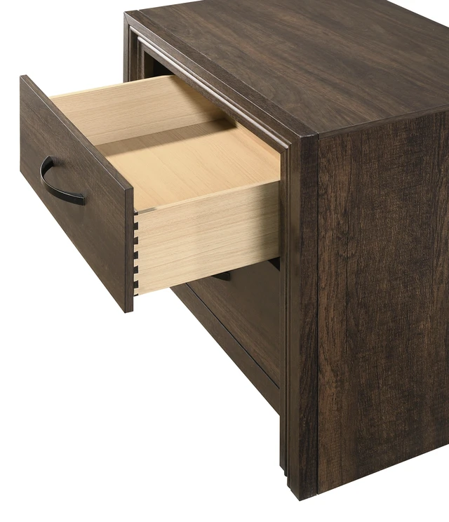 Alt view image 2 of 6 - 1 pc Nightstand Two Storage Drawers Brown Finish Accents Wooden Furniture, Wood