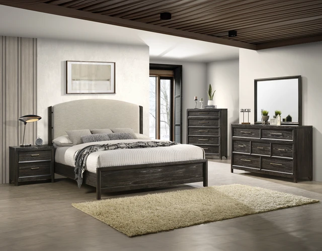 Alt view image 5 of 5 - 1 pc Nightstand Two Storage Drawers Brown Finish Accents Wooden Furniture, Brown Grey, Wood