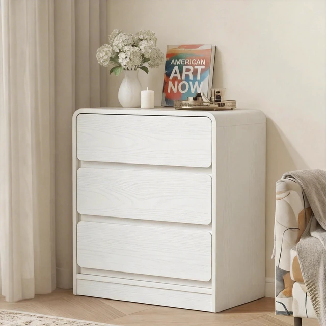 Alt view image 5 of 7 - 3 Drawer Nightstand Set, Wooden Night Stand Cabinet for Living Purpose Side Table Easy Assembly Anti Tip Kit Included