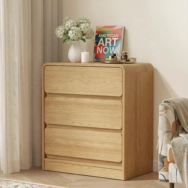 Alt view image 6 of 7 - 3 Drawer Nightstand Set, Wooden Night Stand Cabinet for Living Purpose Side Table Easy Assembly Anti Tip Kit Included