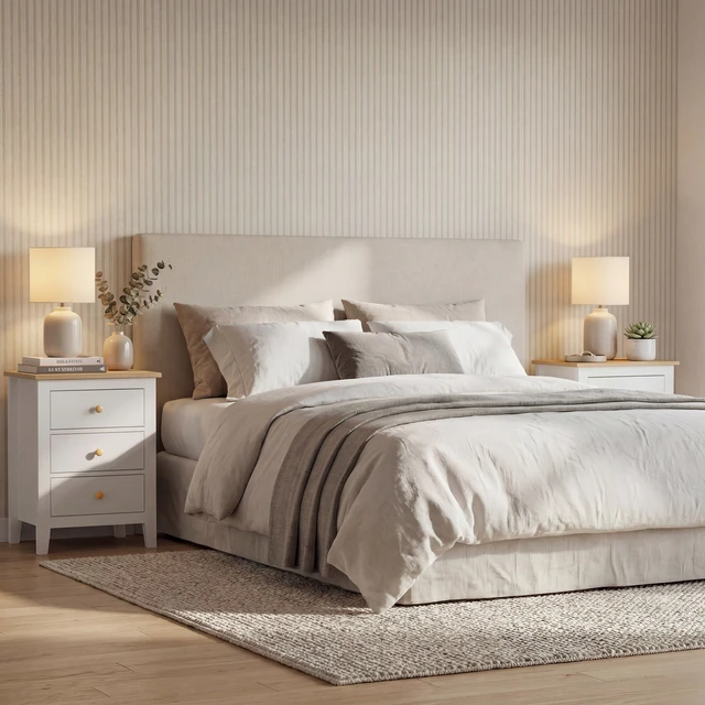 Alt view image 6 of 7 - Nightstand with 3 Drawers, White, Particle Board and MDF