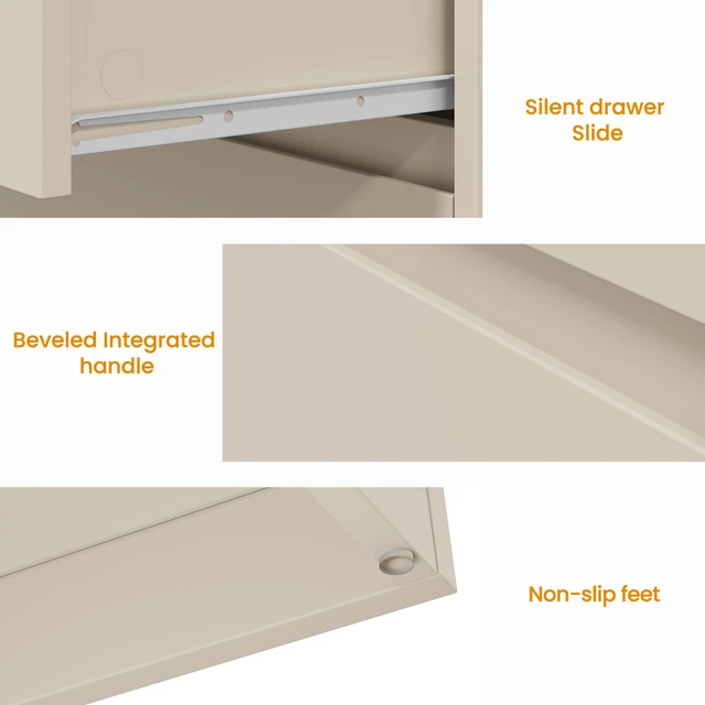 Alt view image 4 of 7 - Large 3 Drawer Dresser, Nightstand for Wide Bedside Table with Hidden Pull-Out System Wooden Chest Drawers for Living