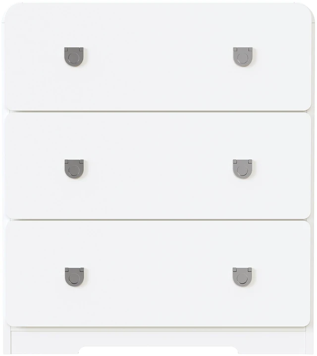 Main image of 3 Drawer Nightstand Painted Bedside Table with U-Shaped Handles for and Entryway, White, MDF