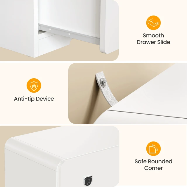 Alt view image 6 of 7 - 3 Drawer Nightstand Painted Bedside Table with U-Shaped Handles for and Entryway, White, MDF