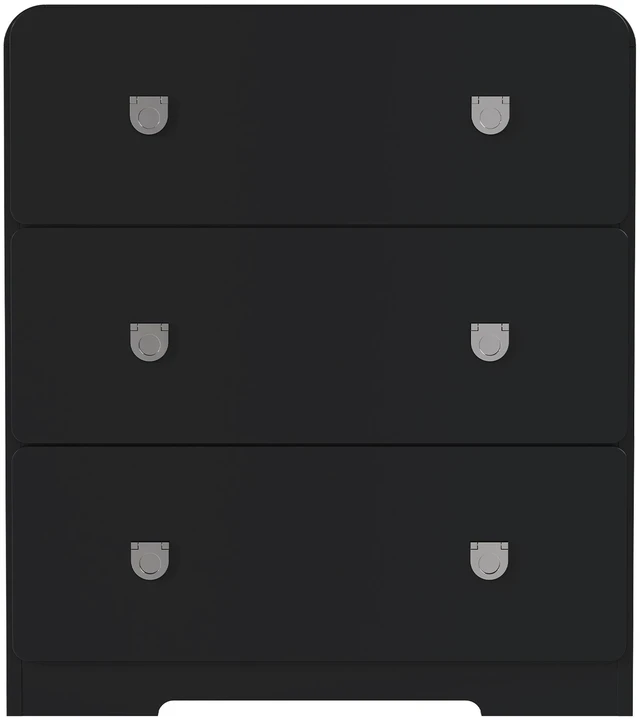 Main image of 3 Drawer Nightstand Painted Bedside Table with U-Shaped Handles for and Entryway, Black, MDF