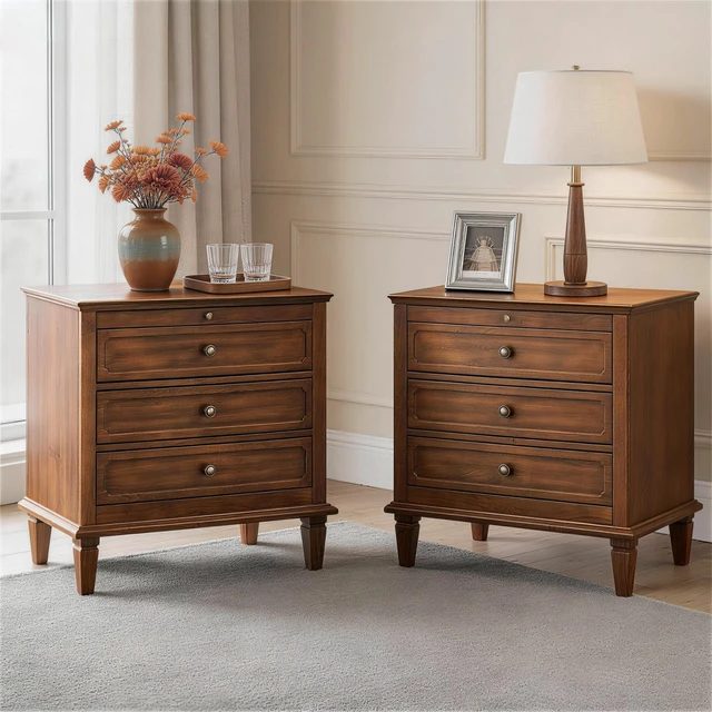 Alt view image 3 of 7 - 3 Drawer Nightstand with Charging Station, Dresser Chest Drawers with USB and Type Port and Outlets Bedside Table