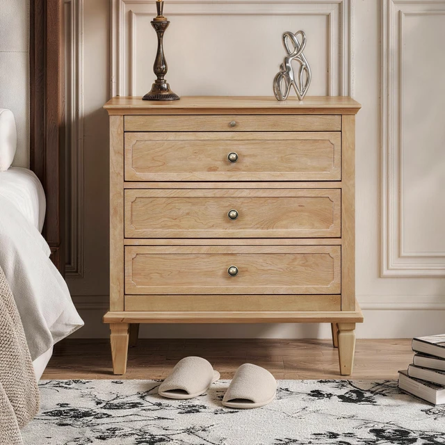 Alt view image 2 of 7 - 3 Drawer Nightstand with Charging Station, Wooden Bedside Chest with USB Type Ports and Power Outlets Storage Cabinet