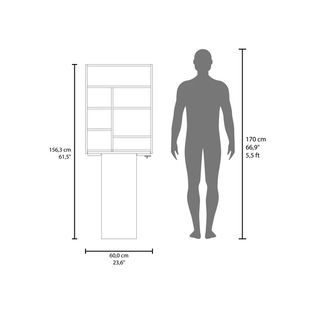 Alt view image 4 of 7 - Wall Foldable Counter Table with Multiple Shelves, Space Saving Design for Kitchen and Dining, Light Gray, Particle