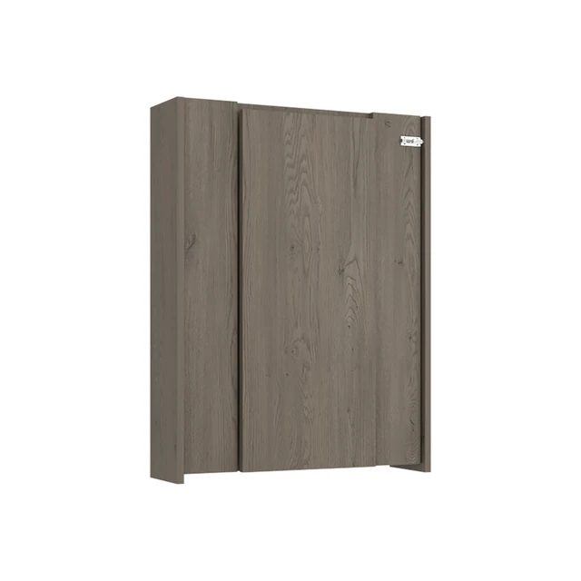 Alt view image 7 of 7 - Wall Foldable Counter Table with Multiple Shelves, Space Saving Design for Kitchen and Dining, Light Gray, Particle