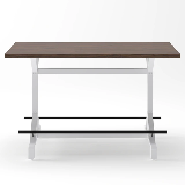 Alt view image 5 of 7 - 59 Inch Bar Height Table with Footrest, Rectangular Wooden Tabletop Bar Table Heavy Duty Metal Frame High Pub