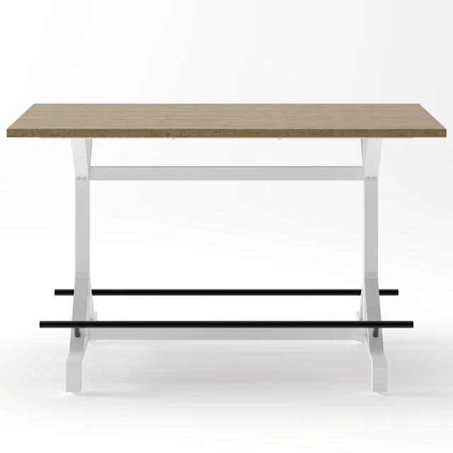 Alt view image 5 of 7 - 59 Inch Bar Height Table with Footrest, Rectangular Wooden Tabletop Bar Table Heavy Duty Metal Frame High Pub