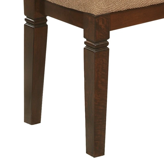 Alt view image 2 of 5 - Dining Furniture 1 pc Bench Wooden Frame Espresso Finish Fabric Upholstered Seat, Wood, Benches