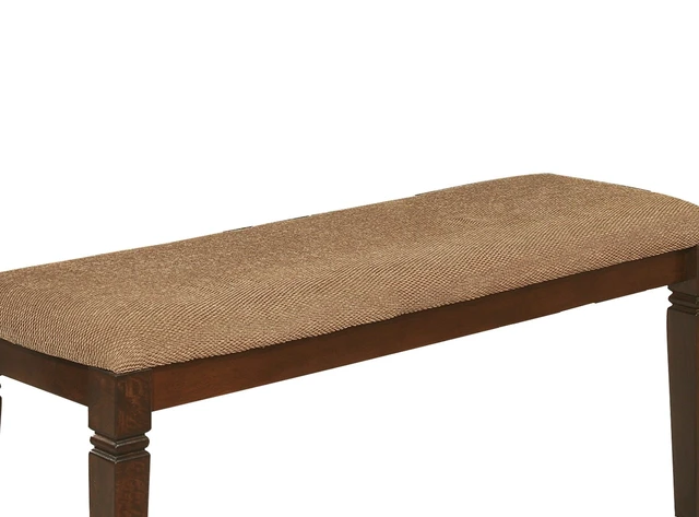 Alt view image 3 of 5 - Dining Furniture 1 pc Bench Wooden Frame Espresso Finish Fabric Upholstered Seat, Wood, Benches