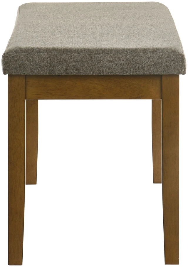 Alt view image 2 of 5 - 1 pc Padded Seating Bench Upholstered Fabric Wood Tone Brown Finish Dining Wooden Furniture, Brown Grey, Benches