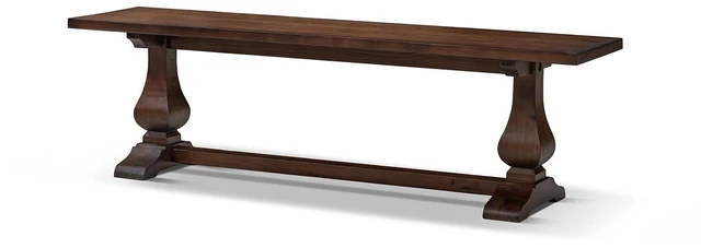Alt view image 5 of 7 - 60 Inch Reclaimed Trestle Dining Bench Reclaimed, Dark Brown, Pine, Benches