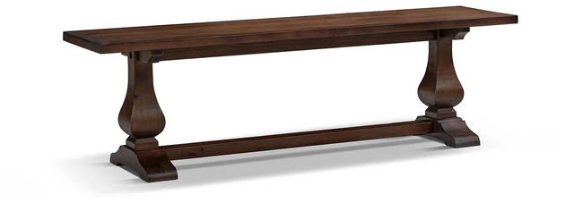 Alt view image 7 of 7 - 60 Inch Reclaimed Trestle Dining Bench Reclaimed, Dark Brown, Pine, Benches