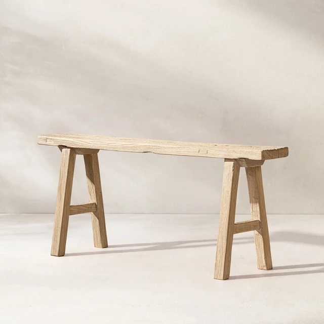 Main image of 47 Inch Solid Reclaimed Elm Bench, Light Natural Brown, Benches