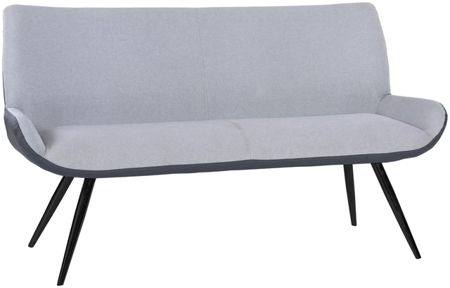 Alt view image 2 of 7 - Bench in Powder Coated Finish and Gray Fabric, Faux Leather, Benches